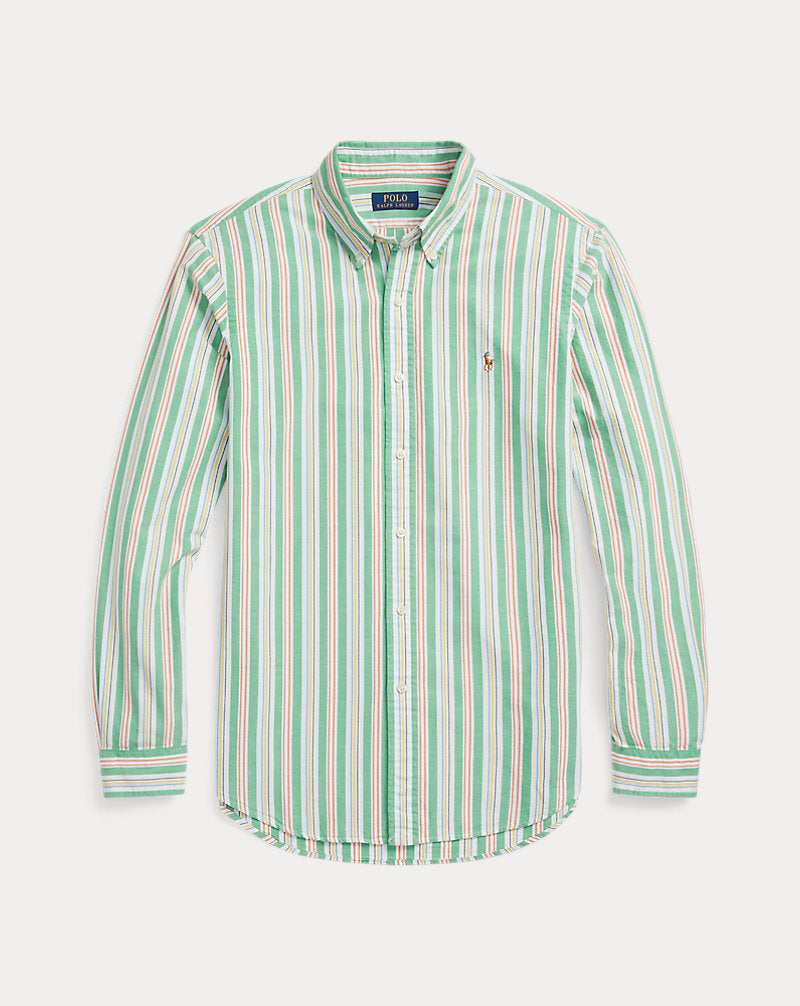 Custom Fit Striped Oxford Shirt 6268b Green/White Multi