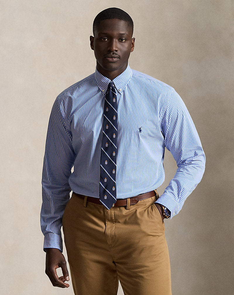 Striped Stretch Poplin Shirt 4655h Light Blue/White