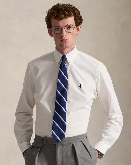 Custom Fit Stretch Poplin Shirt White