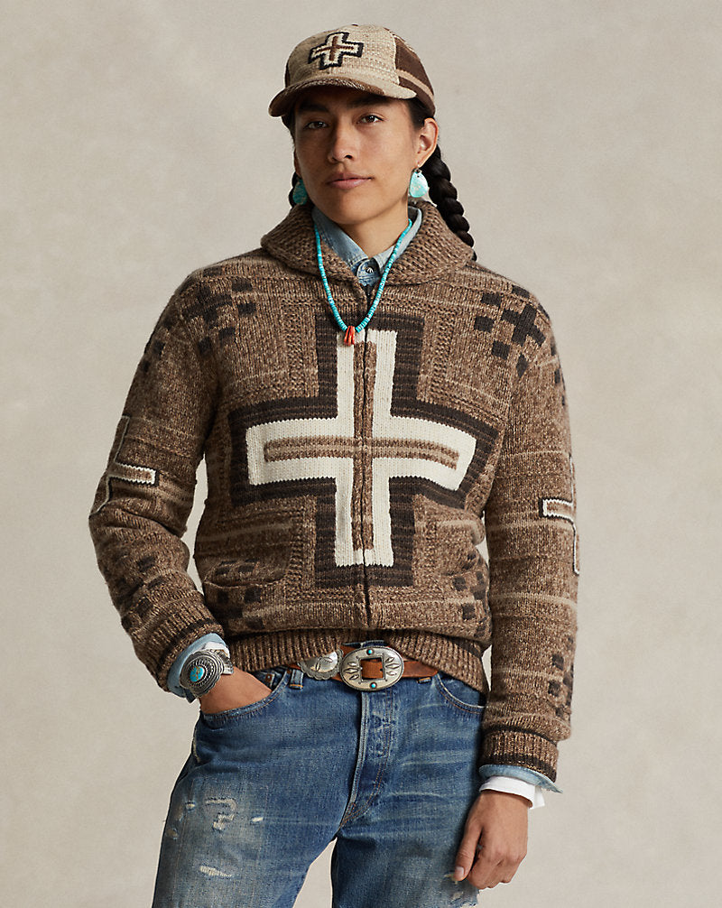Naiomi Glasses Full-Zip Jumper Brown Combo