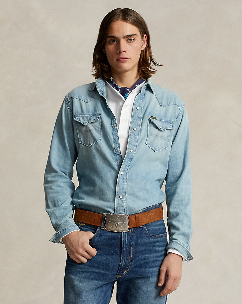 Naiomi Glasses Denim Western Shirt Hilliard Wash