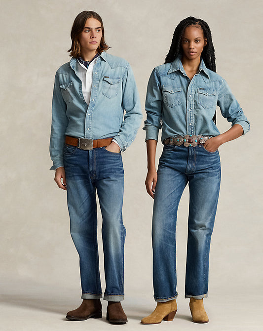 Naiomi Glasses Denim Western Shirt Hilliard Wash