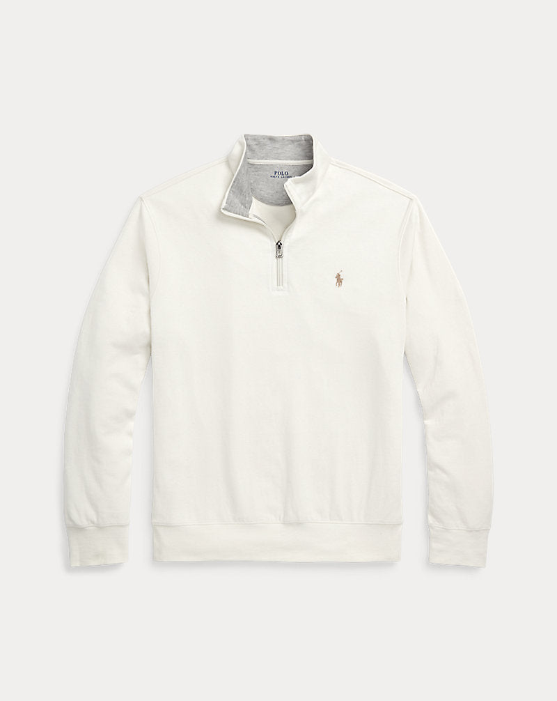 Luxury Jersey Quarter-Zip Pullover Parchment Cream