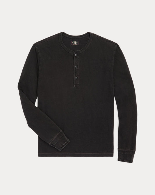 Indigo Jersey Henley Shirt Sulphur Black