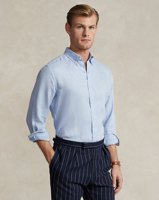 Custom Fit Linen Shirt Blue Hyacinth