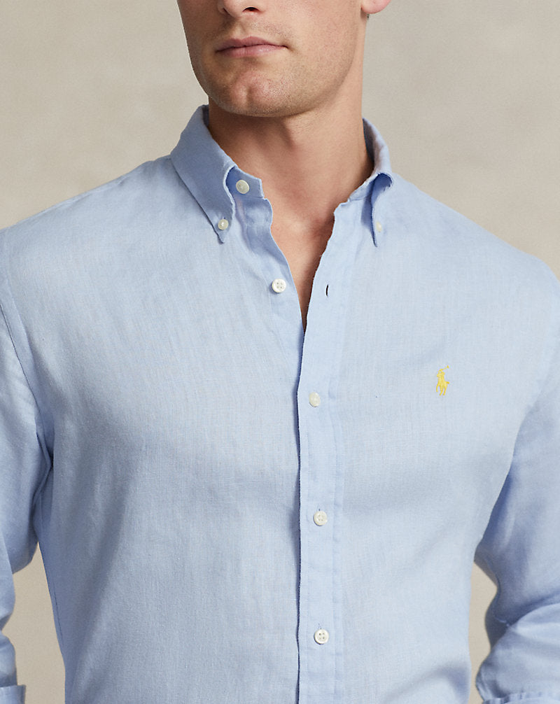 Custom Fit Linen Shirt Blue Hyacinth
