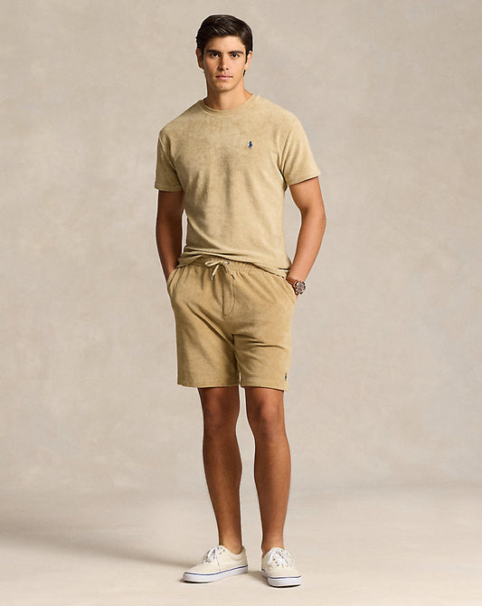 19-cm Terry Drawstring Short Coastal Beige