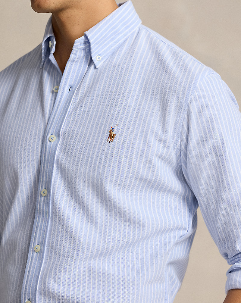 Striped Knit Oxford Shirt Dress Shirt Blue/White