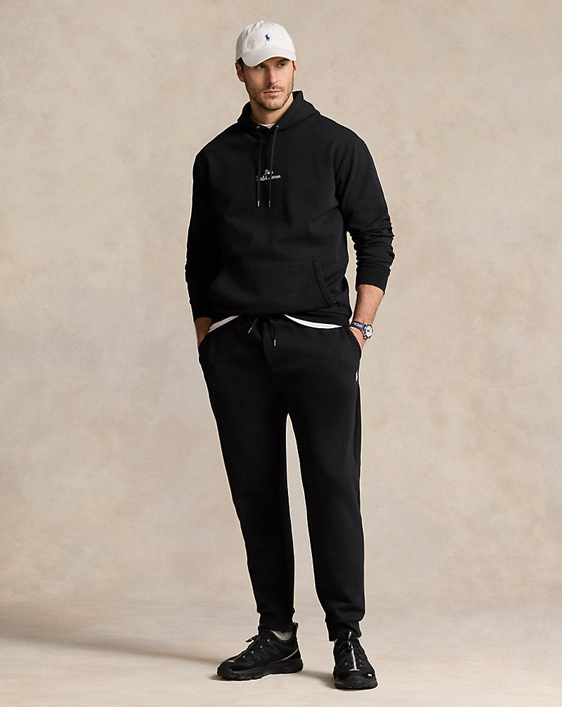Logo Double-Knit Hoodie Polo Black