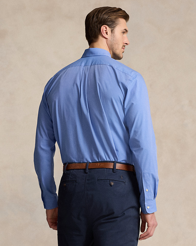Stretch Poplin Shirt Blue End On End