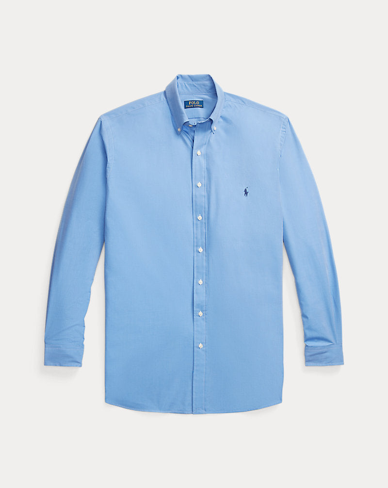 Stretch Poplin Shirt Blue End On End