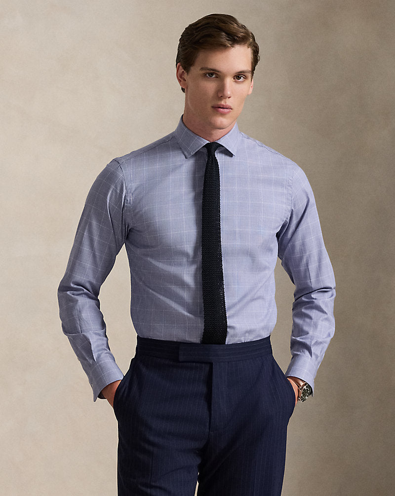 Custom Fit Poplin Shirt Ocean Blue/White