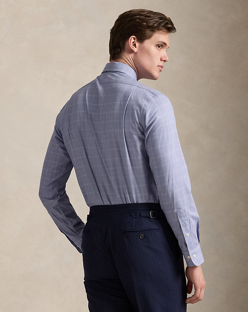 Custom Fit Poplin Shirt Ocean Blue/White
