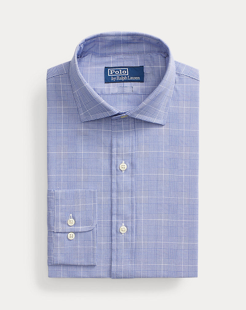 Custom Fit Poplin Shirt Ocean Blue/White