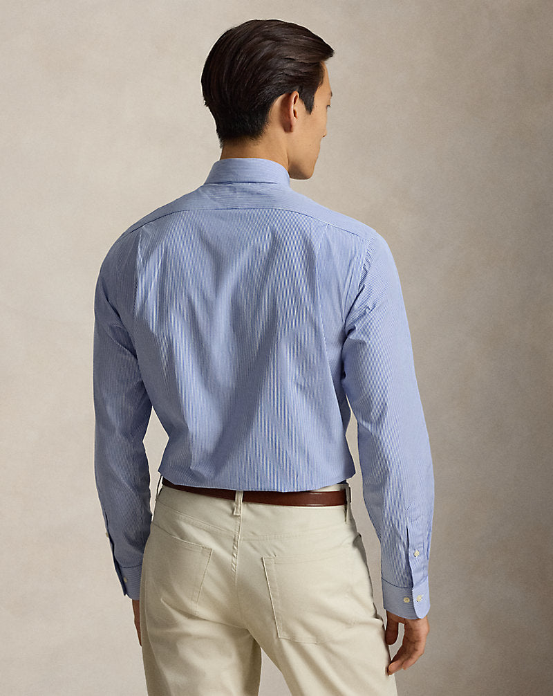 Custom Fit Striped Poplin Shirt Carolina Blue/White
