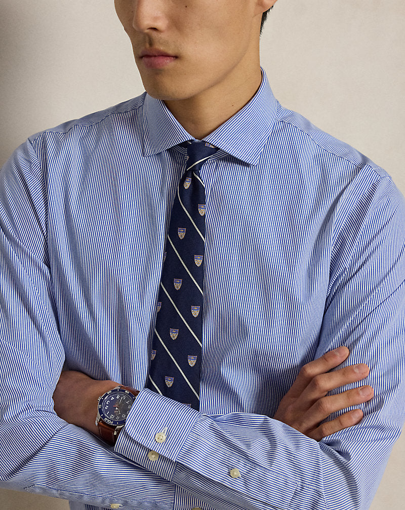 Custom Fit Striped Poplin Shirt Carolina Blue/White