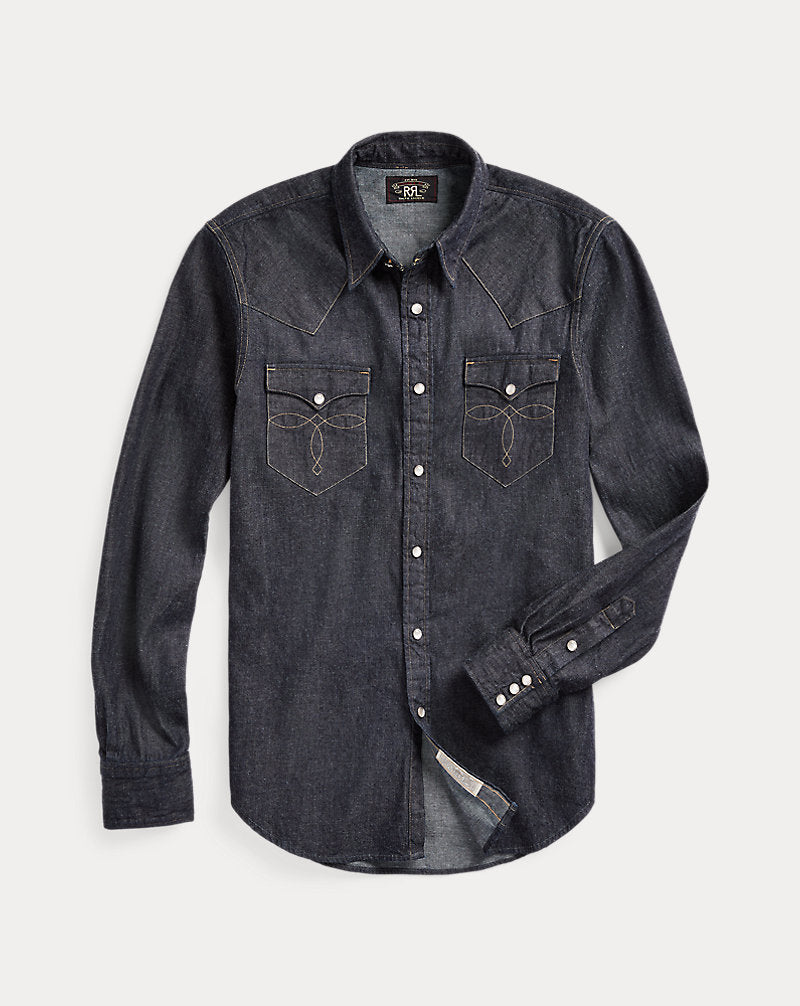 Slim Fit Denim Western Shirt Rinse