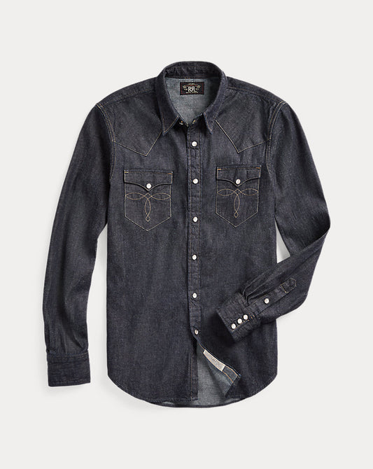 Slim Fit Denim Western Shirt Rinse