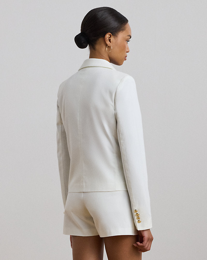 Double-Breasted Canvas Cropped Blazer White