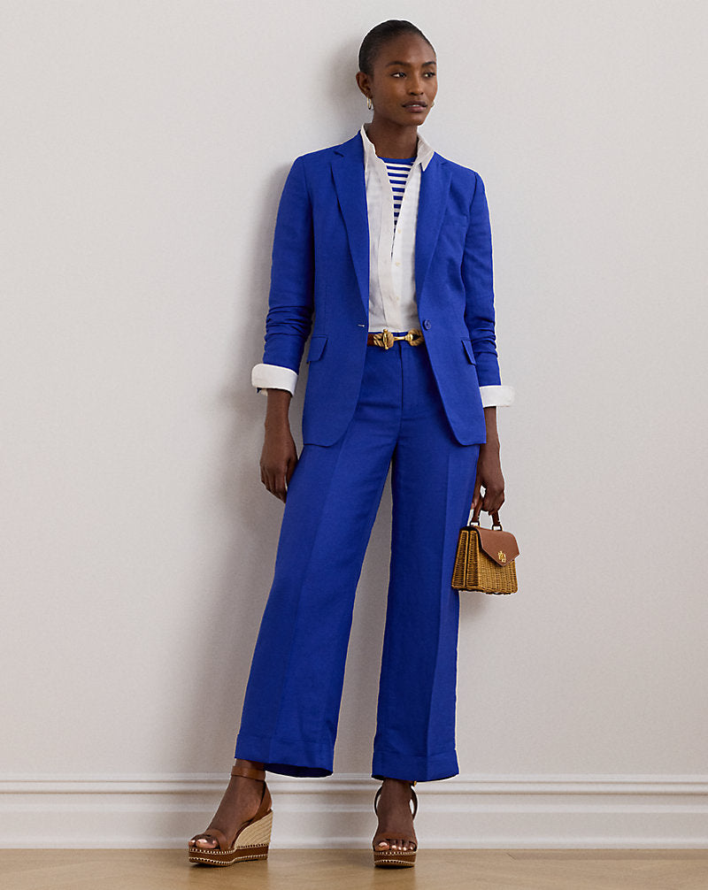 Linen-Blend Twill Blazer New Sapphire