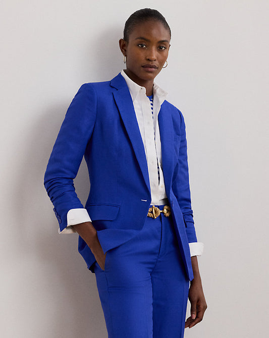 Linen-Blend Twill Blazer New Sapphire