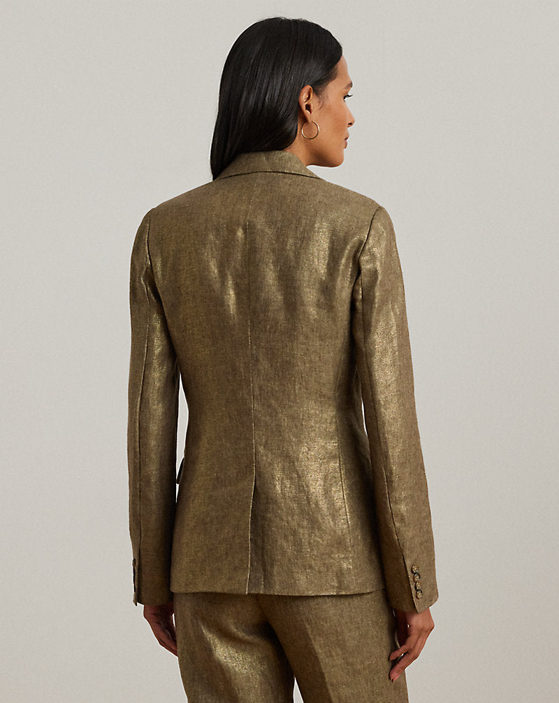 Stretch Velvet Blazer Metallic Bronze