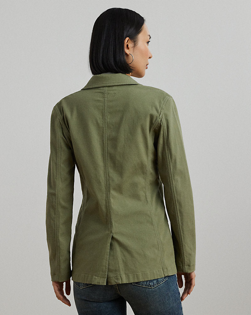 Stretch Cotton Canvas Blazer Sage Green