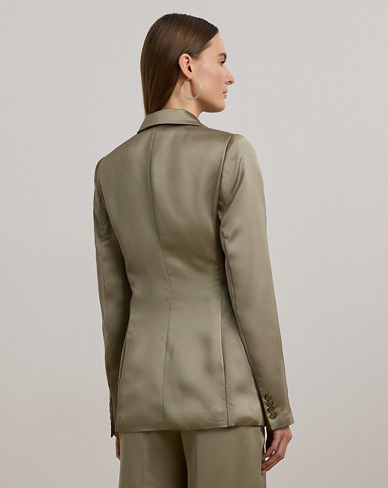 Double-Breasted Charmeuse Blazer Madison Tan