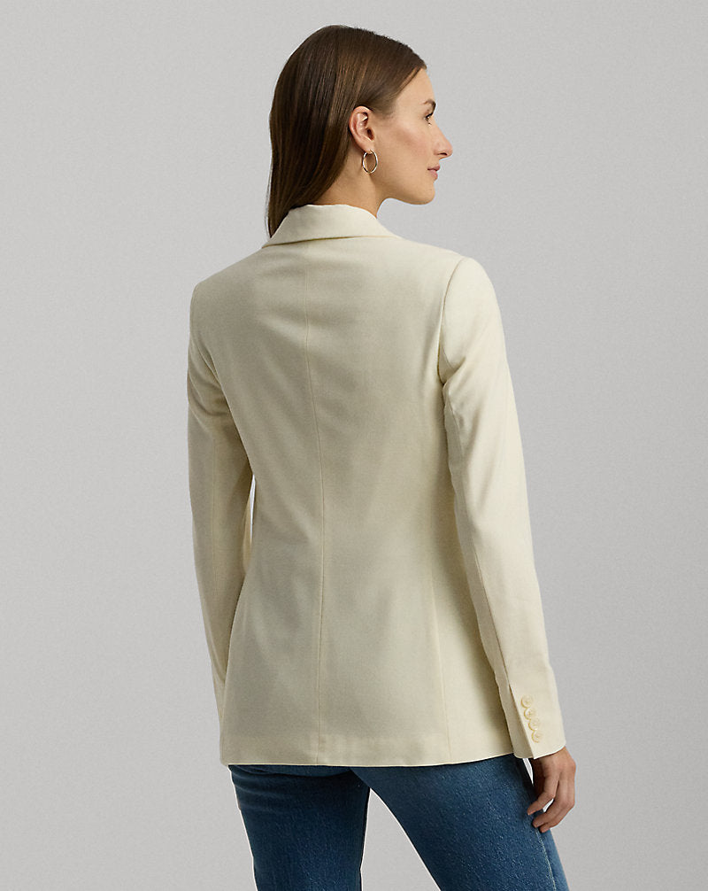 Double-Breasted Wool Crepe Blazer Mascarpone Cream