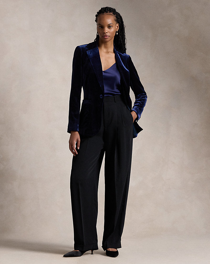 Silk-Blend Velvet Blazer Navy