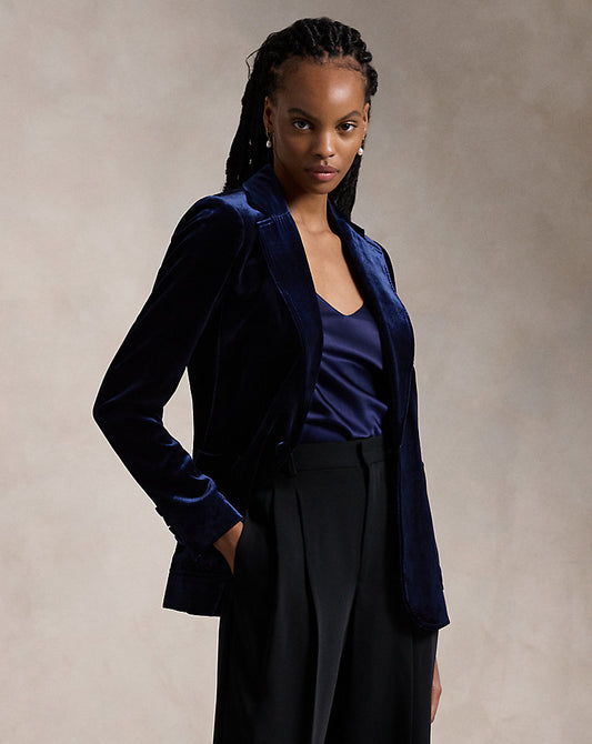 Silk-Blend Velvet Blazer Navy