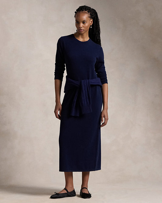 Cashmere Crewneck Jumper Dress Hunter Navy