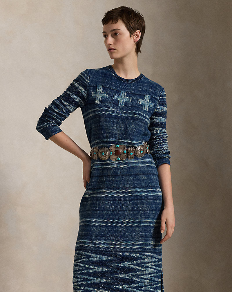 Naiomi Glasses Jumper Dress Indigo Multi
