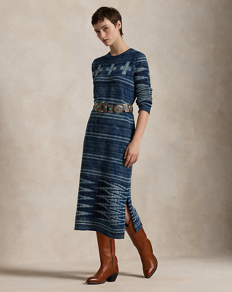 Naiomi Glasses Jumper Dress Indigo Multi