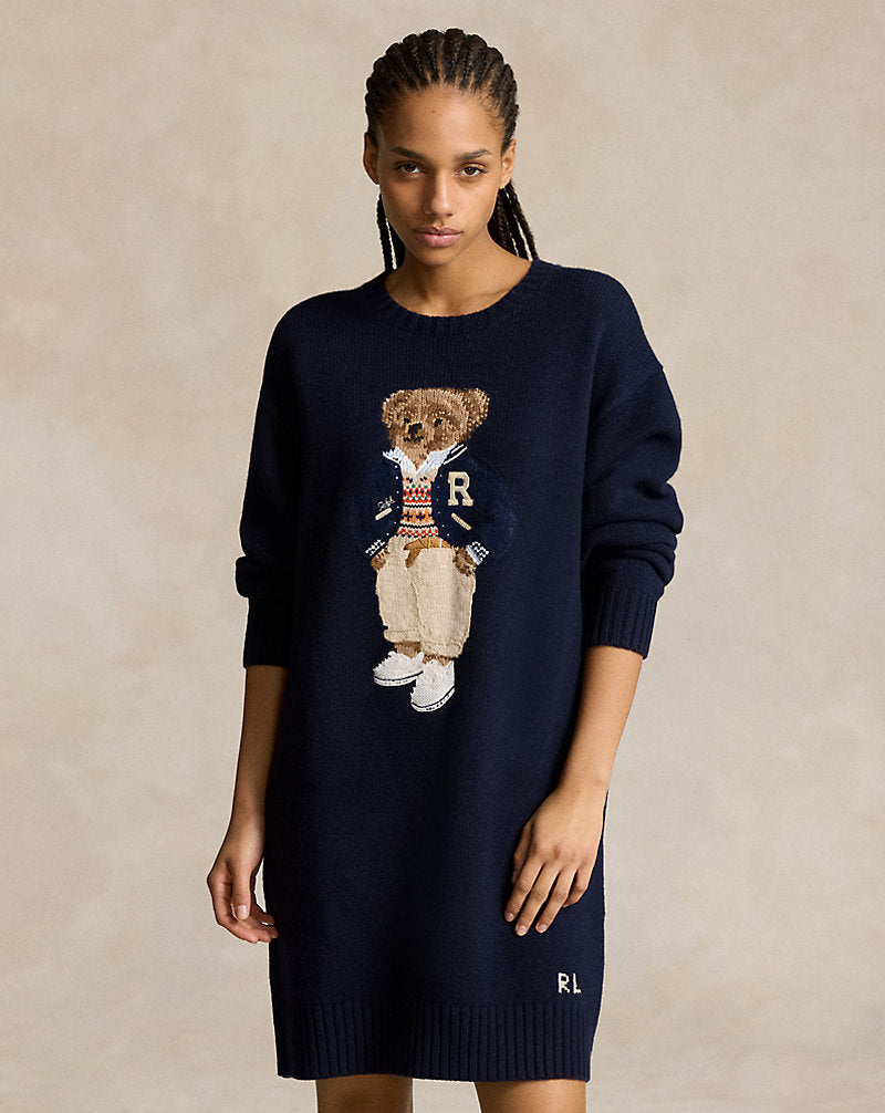 Polo Bear Crewneck Sweater Dress Hunter Navy