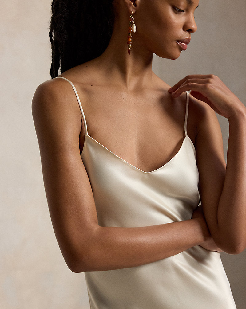 Satin Midi Slip Dress Champagne