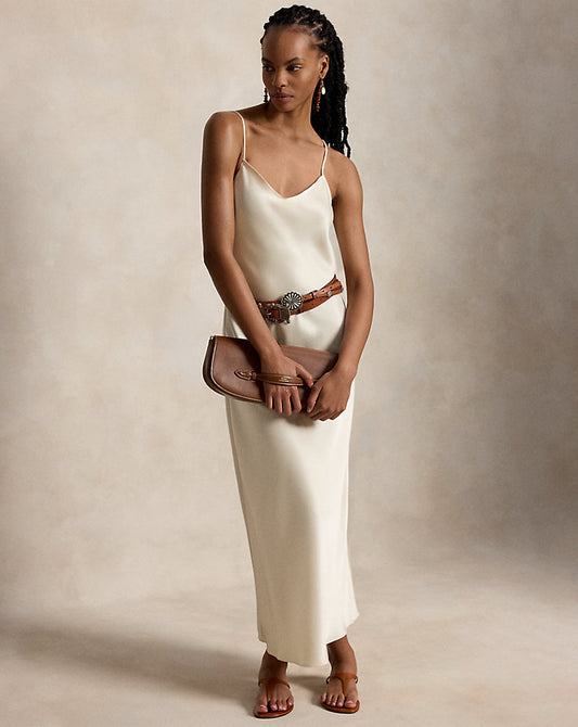 Satin Midi Slip Dress Champagne