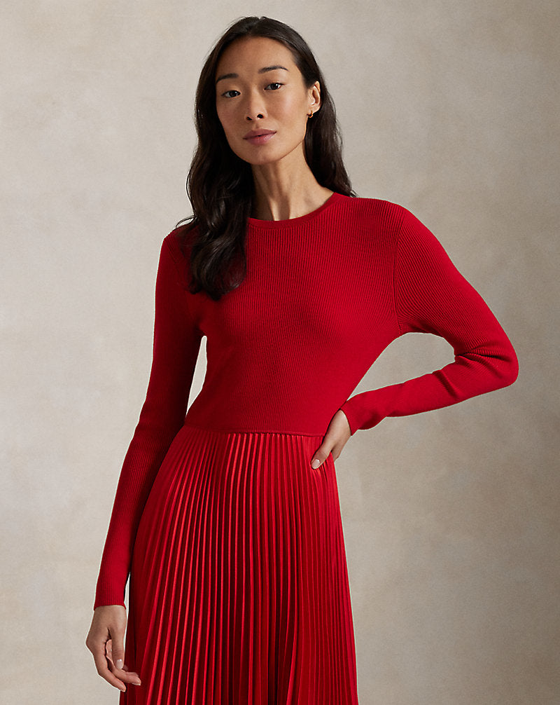 Jumper-Bodice Long-Sleeve Dress RL2000 Red