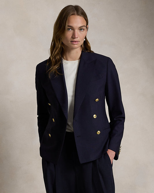 Double-Breasted Stretch-Wool Blazer Navy