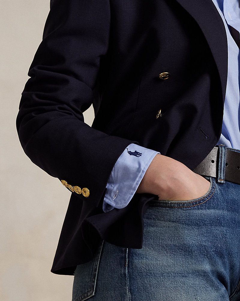 Double-Breasted Stretch-Wool Blazer Navy
