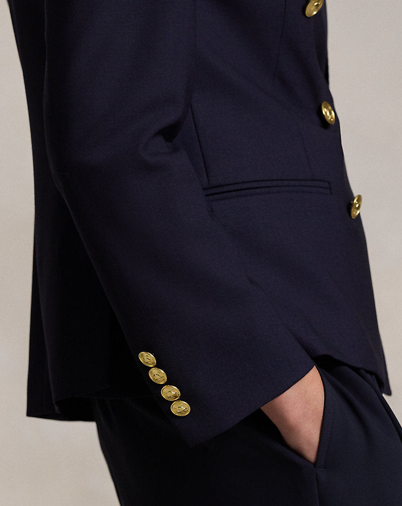Double-Breasted Stretch-Wool Blazer Navy