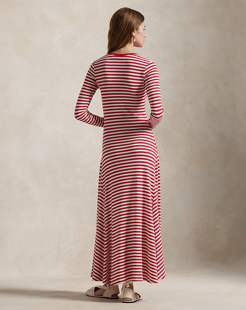 Striped Scoopneck Dress Bistro Red/white