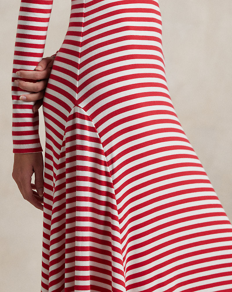Striped Scoopneck Dress Bistro Red/white