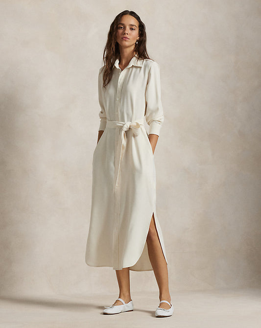 Satin Shirtdress Mascarpone Cream