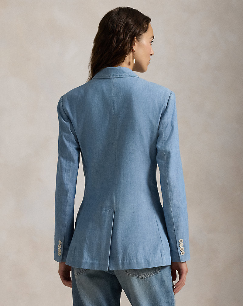 Double-Breasted Chambray Blazer Chambray
