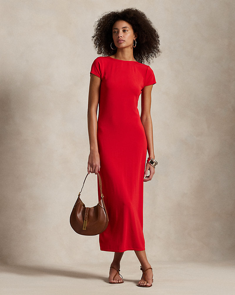 Scoopback Jersey Dress Petal Rose