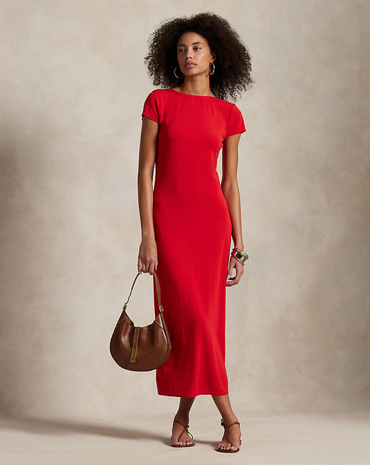 Scoopback Jersey Dress Petal Rose