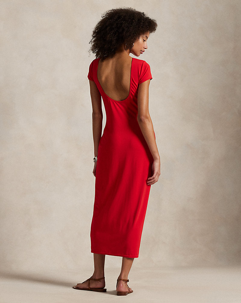 Scoopback Jersey Dress Petal Rose