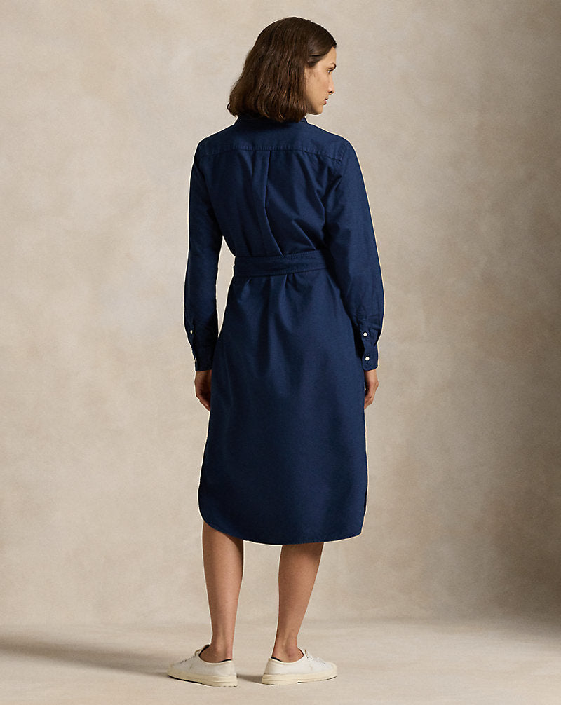 Cotton Oxford Belted Shirtdress Summer Navy