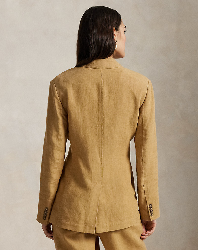 Double-Breasted Linen Blazer Sand Dune